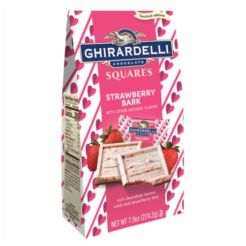 Ghirardelli Strawberry Bark Chocolate Squares Valentine's Bag Perspective: front