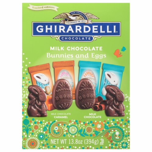 Ghirardelli Premium Chocolate Bunnies and Eggs Perspective: front