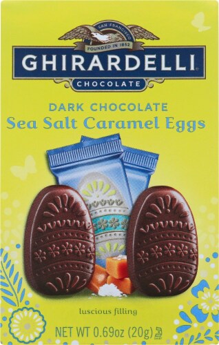 Ghirardelli Chocolate Dark Chocolate Sea Salt Caramel Eggs Perspective: front