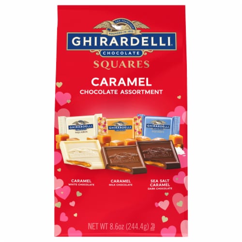 Ghirardelli® Assorted Chocolate Caramel Squares Valentine Candy Perspective: front