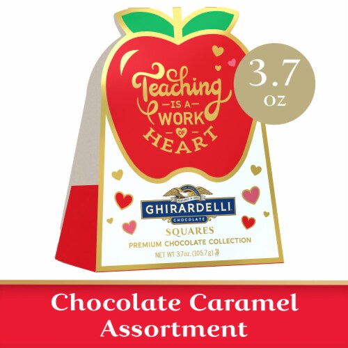 Ghirardelli® Classroom Apple Caramel Chocolate Squares Collection Gift Valentine Candy Perspective: front