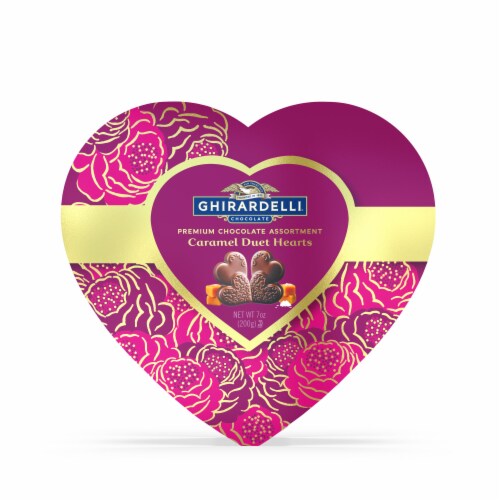 Ghirardelli® Caramel Duet Hearts Premium Assorted Chocolates Valentine Candy Perspective: front
