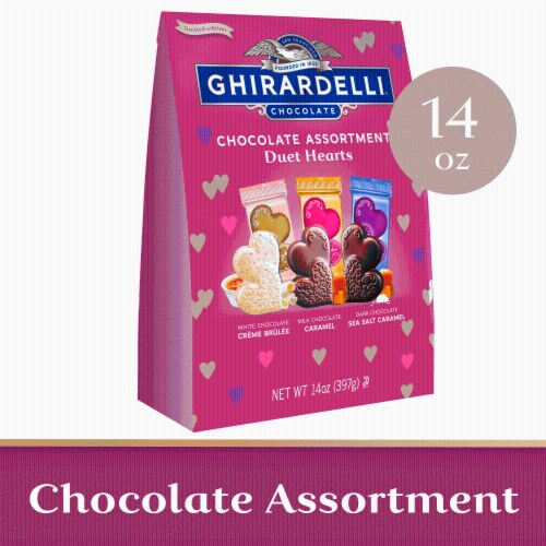Ghirardelli® Chocolate Assortment Duet Hearts Valentine Candy Perspective: front
