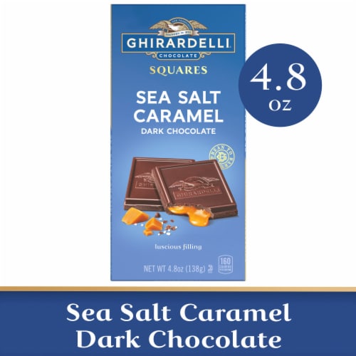 Ghirardelli® Sea Salt Caramel Dark Chocolate Squares Bar Perspective: front