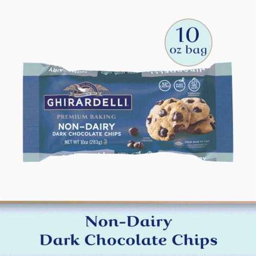 Ghirardelli® Non-Dairy Dark Chocolate Premium Baking Chips Perspective: front