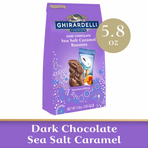 GhirardelliÂ® Dark Chocolate Sea Salt Caramel Bunnies Easter Candy Perspective: front