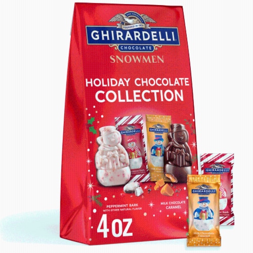 Ghirardelli® Holiday Chocolate Snowmen Perspective: front