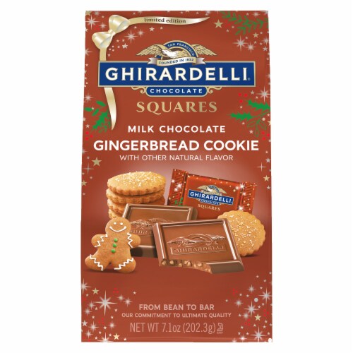 Ghirardelli® Holiday Gingerbread Cookie Milk Chocolate Squares Perspective: front
