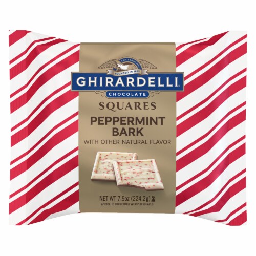 Ghirardelli® Peppermint Bark Squares Candy Bag Perspective: front