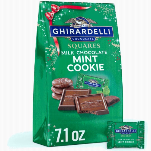 Ghirardelli® Milk Chocolate Mint Cookie Chocolates Perspective: front