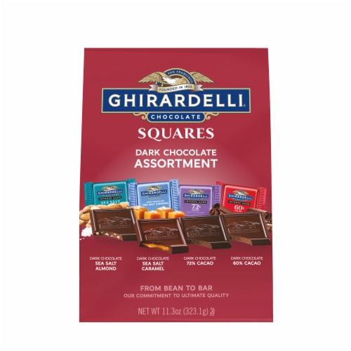 Ghirardelli® Dark Chocolate Assorted Squares Candy Bag Perspective: front