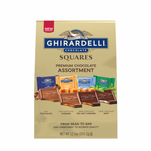 Ghirardelli® Premium Chocolate Assorted Squares Candy Bag Perspective: front