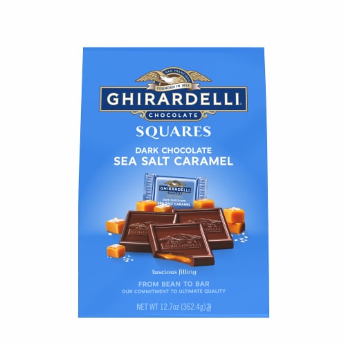 Ghirardelli® Dark Chocolate Sea Salt Caramel Squares Perspective: front