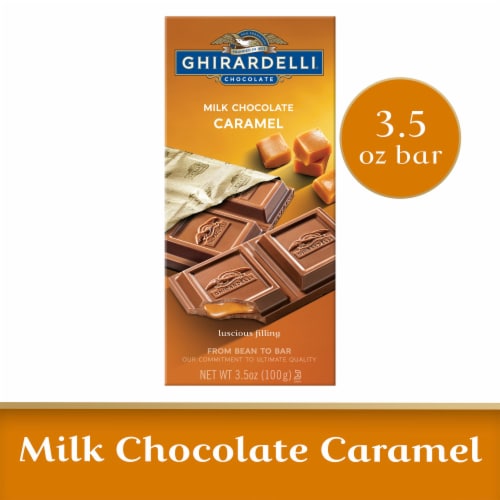 Ghirardelli Milk Chocolate Bar with Caramel Filling Perspective: front