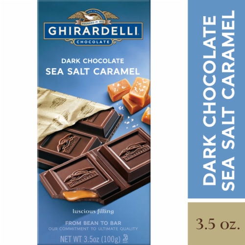 Ghirardelli Dark Chocolate Bar with Sea Salt Caramel Filling, 3.5