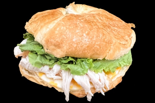 Roundy's Turkey, Colby Jack Cheese and Lettuce Croissant Sandwich Perspective: front