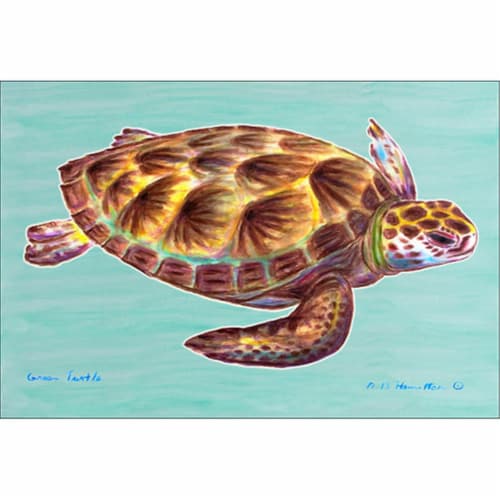 Betsy Drake DM044 Green Sea Turtle 18''x26'' Door Mat Perspective: front