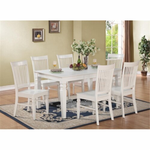 East West Furniture WEST7WHIW 7PC Weston Rectangular Dining Table and