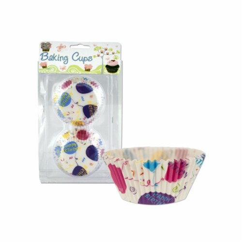 Happy Birthday baking cups - Case of 48 Perspective: front