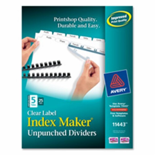 Avery Consumer Products Index Maker Laser Unpunched 5Tab White 25