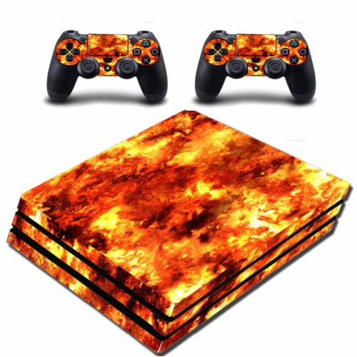 VWAQ PS4 Pro Flame Decal Skin Playstation 4 Pro Fire Wrap Skin - PPGC3 Perspective: front