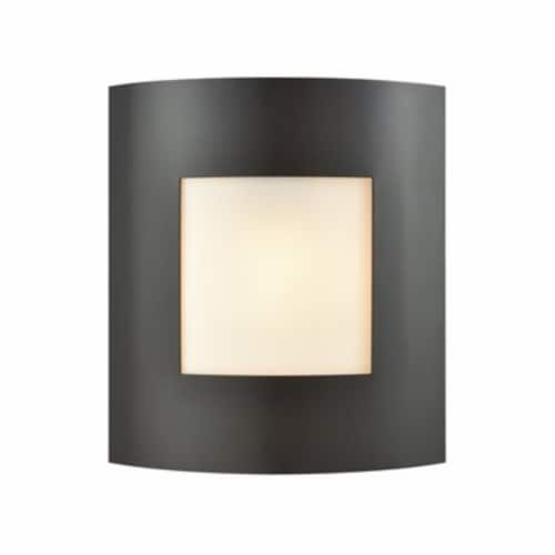 Bella 1-Light Outdoor Wall Sconce in Oil Rubbed Bronze with White Glass Perspective: front