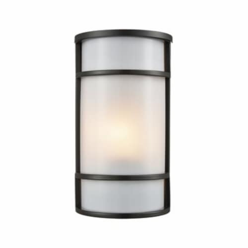 Bella 1-Light Outdoor Wall Sconce in Oil Rubbed Bronze with a White Acrylic Diffuser Perspective: front