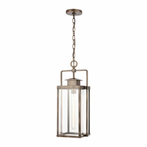 Crested Butte 1-Light Outdoor Pendant in Vintage Brass with Clear Glass Enclosure Perspective: front