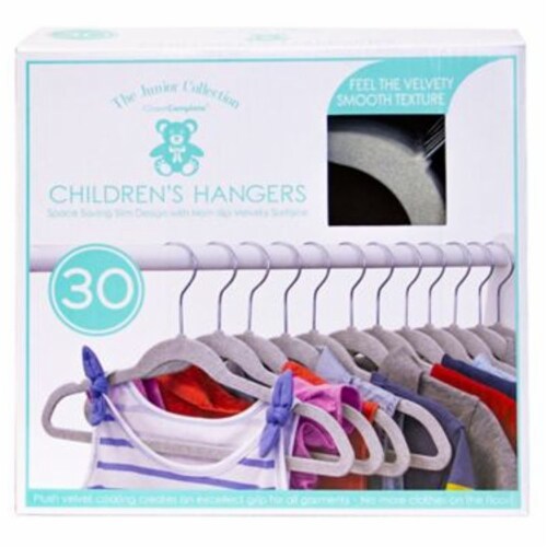 Closet Complete 30-Count Flocked Children's Hangers - Light Grey, 30 ct -  Jay C Food Stores