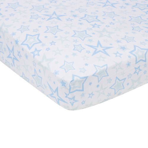 Miracle Baby MiracleWare Stars Muslin Crib Sheet - Blue Perspective: front