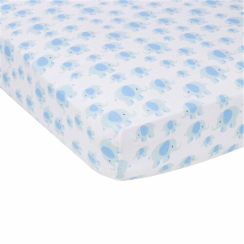Miracle Baby MiracleWare Elephants Muslin Crib Sheet - Blue Perspective: front