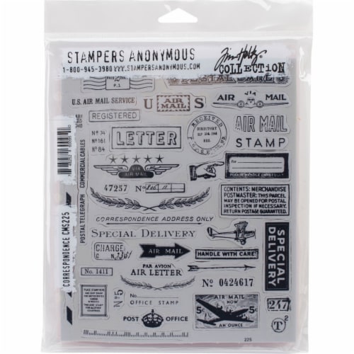 Tim Holtz Cling Stamps 7 X8.5 -Correspondence, 1 - Foods Co.