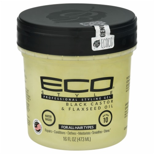ECO® Style Black Castor & Flaxseed Oil Professional Styling Gel Perspective: front