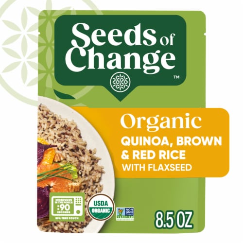 Seeds of Change Organic Quinoa, Brown & Red Rice with Flaxseed, Organic Food, 8.5 oz Pouch Perspective: front