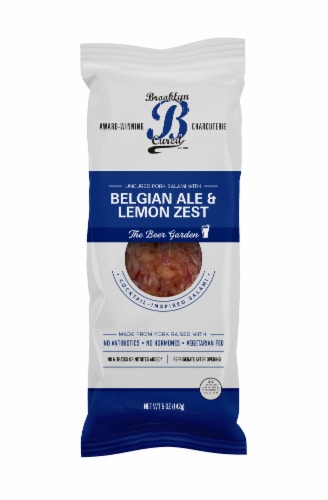 Brooklyn Cured® Uncured Pork Salami with Belgian Ale and Lemon Zest Perspective: front