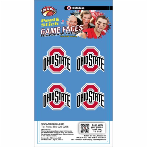Fan-A-Peel® OSU Game Face Temporary Tattoos Perspective: front