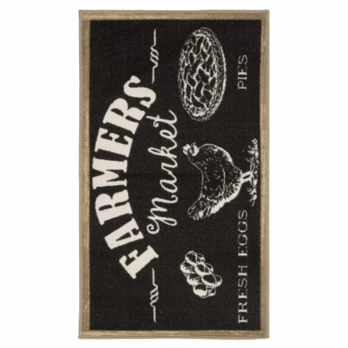 Oriental Weavers Farmers Market Chalkboard Accent Rug - Black/White 26x45 Perspective: front