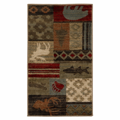Ellison Rustic Lodge Red/Green Accent Rug 26x45 Perspective: front