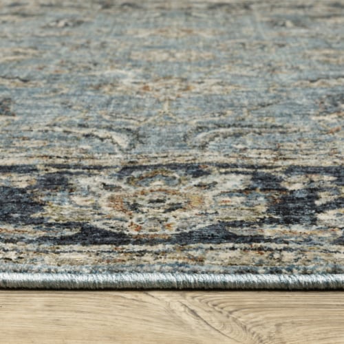 Oriental Weavers Perry Floral Border Area Rug - Blue / Navy Perspective: front
