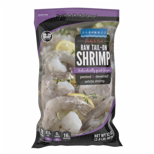 Sea Mazz® 26/30 Raw Tail On White Shrimp Perspective: front