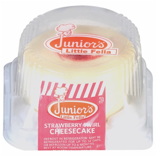 Junior's® Little Fella Strawberry Swirl Cheesecake Perspective: front