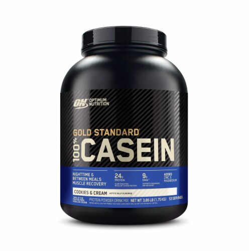 Optimum Nutrition Gold Standard 100% Micellar Casein Protein Powder, Cookies and Cream, 3.86 Lbs Perspective: front