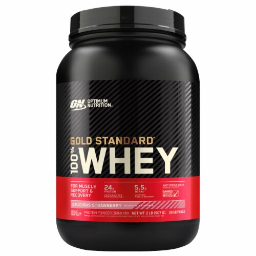 Optimum Nutrition Gold Standard 100% Whey Delicious Strawberry Perspective: front