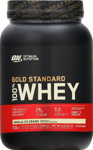 Optimum Nutrition Gold Standard 100% Whey Vanilla Ice Cream Protein Powder Perspective: front