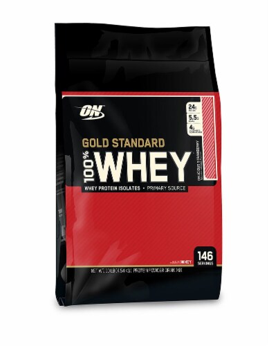 Optimum Nutrition™ Gold Standard Delicious Strawberry 100% Whey Protein Powder Perspective: front