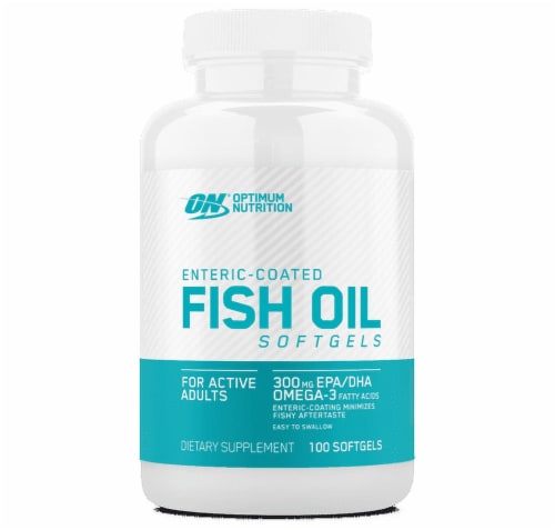 Optimum Nutrition® Enteric-Coated Fish Oil Softgels 300mg Perspective: front