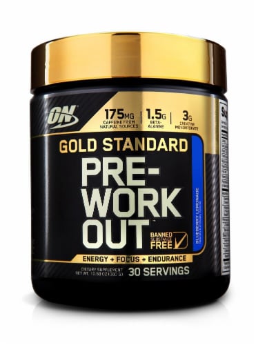 Optimum Nutrition Gold Standard Blueberry Lemonade Pre-Workout™ Protein Powder Perspective: front
