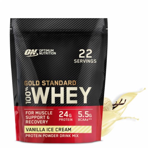Optimum Nutrition Gold Standard Whey Vanilla Ice Cream Protein Powder Perspective: front