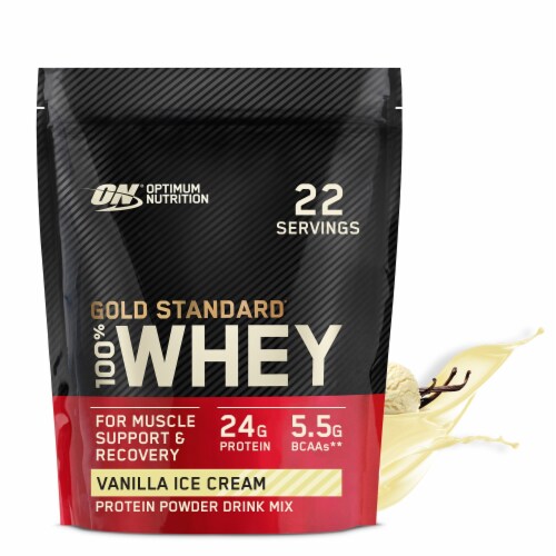 Optimum Nutrition Gold Standard Whey Vanilla Ice Cream Protein Powder Perspective: front