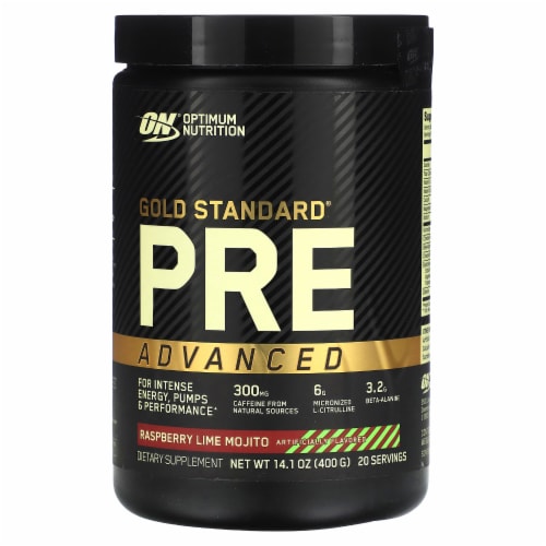 Optimum Nutrition Gold Standard® Raspberry Lime Mojito Pre Advanced Powder Perspective: front